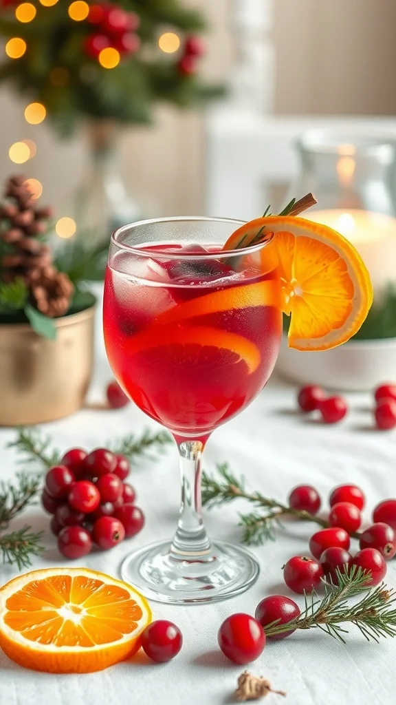 Cranberry Citrus mocktail with slices of orange