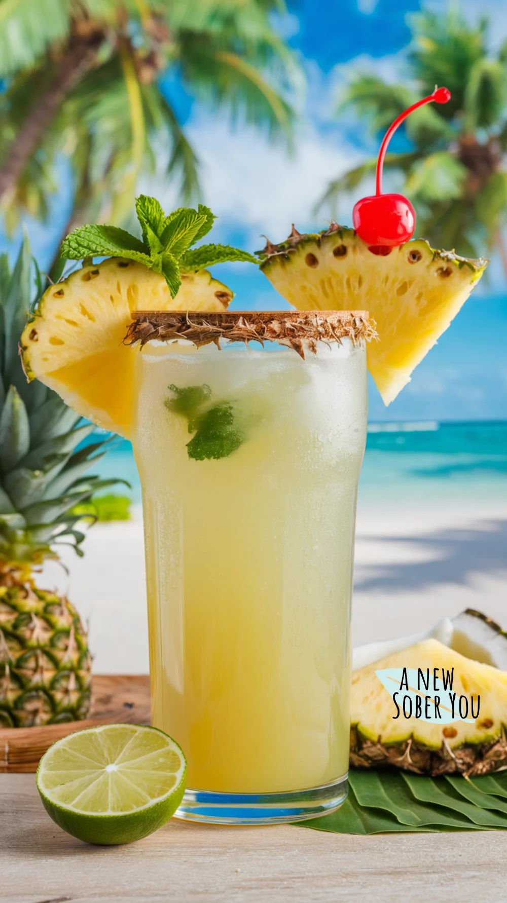 Tropical Breeze Cooler with pineapple wedges